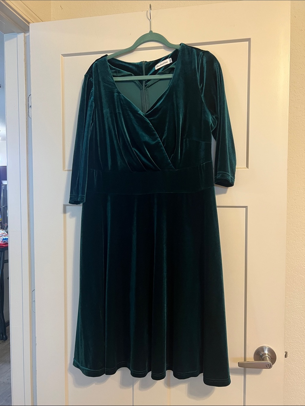 Green Velvet Swing Dress